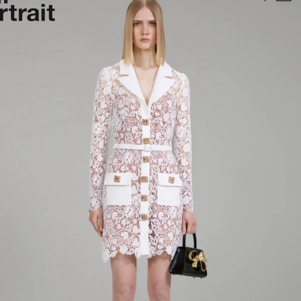 Self Portrait White Magnolia Lace Dress